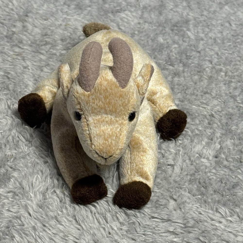 Ty Beanie Baby Goatee the Goat 1999 Plush Brown Cream Stuffed Animal Retired